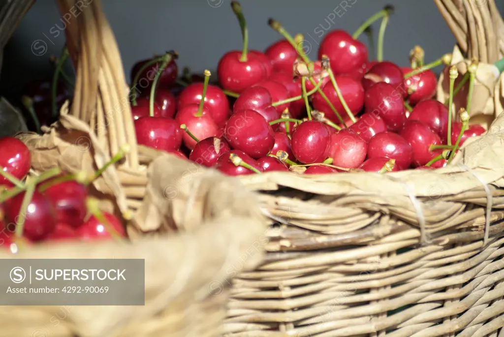 Baskets of cherries