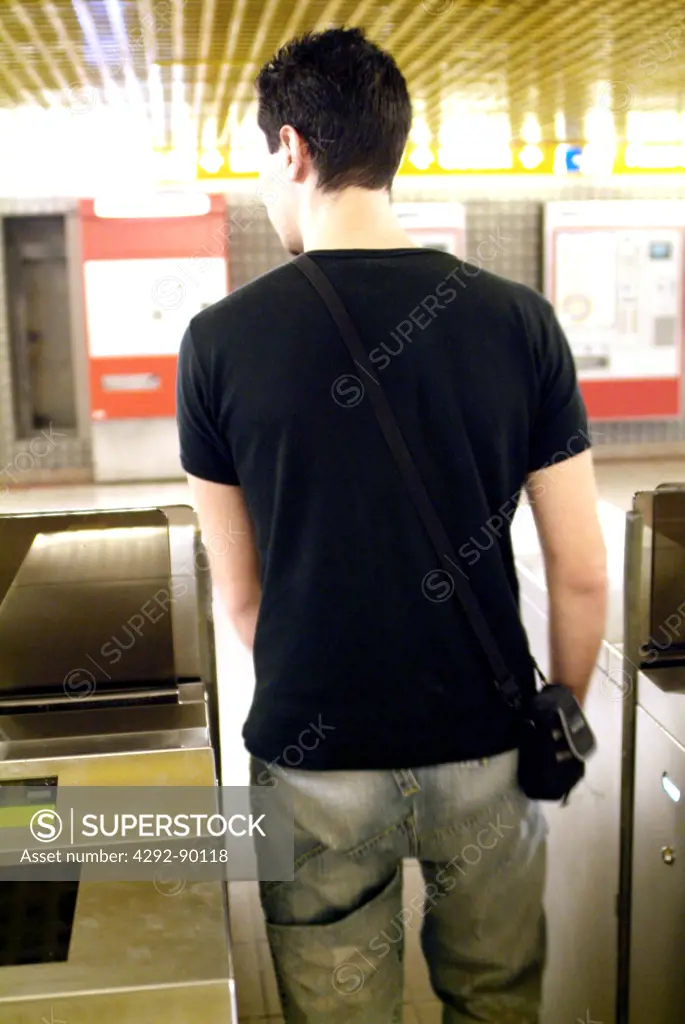 Man in subway station
