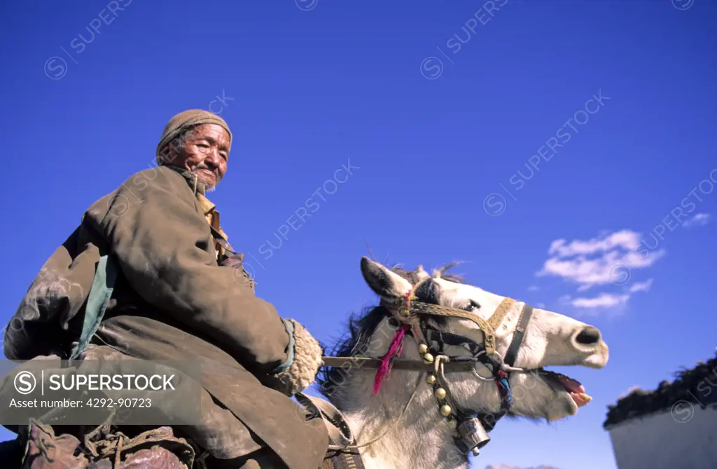 Man and horse, Tibet