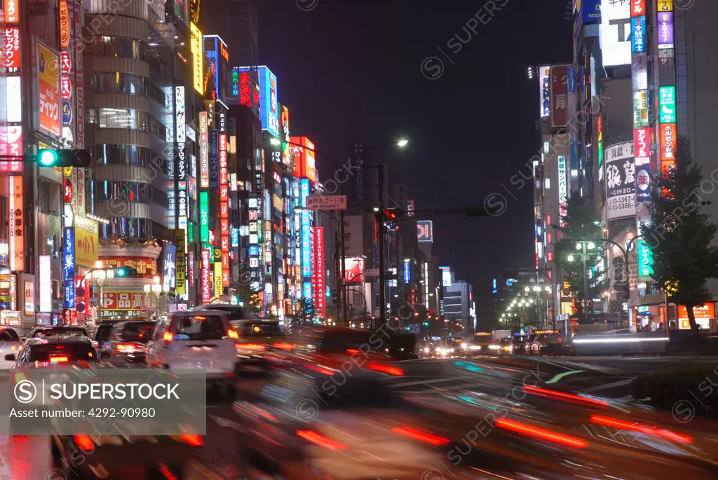 Japan, Tokyo, traffic at night