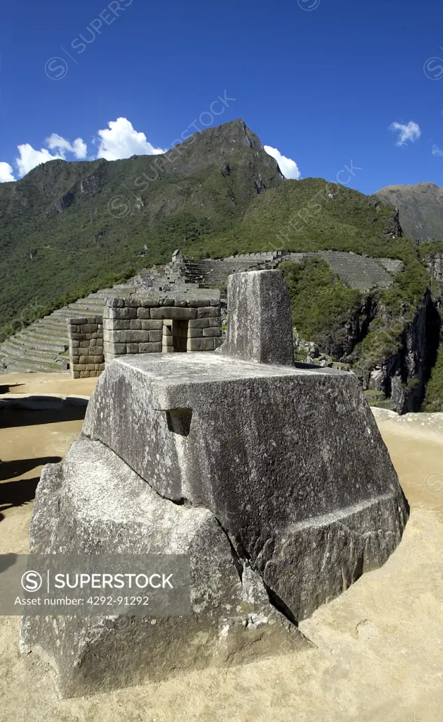 Peru, Cuzco area, Crow Valley, Machu Picchu Incas ruins, altar