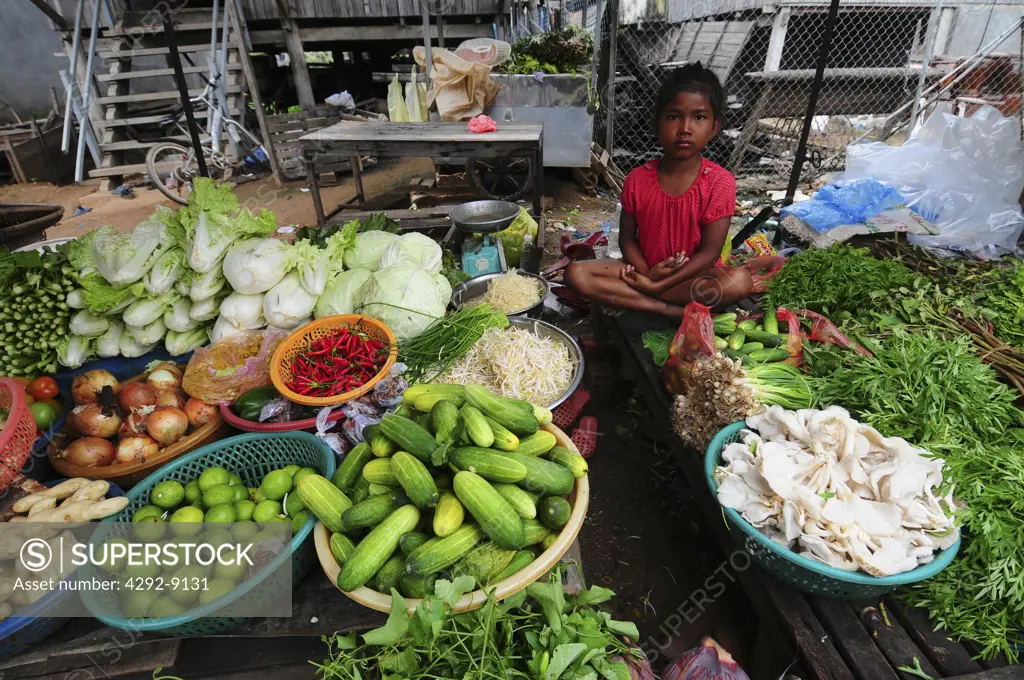 Asia, Cambodia, Phnom Penh, food stall on the street