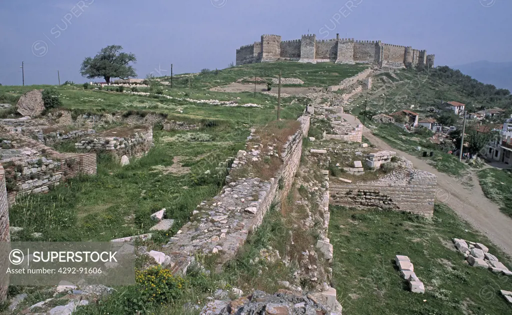 Turkey, Side, Ephesus ruins of St Johns's Basilica and the citadel
