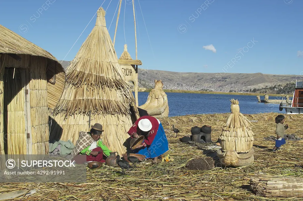 Peru, South America, Titicaca Lake, Uros Indian