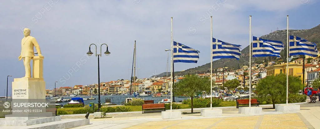 Greece, Samos Vathi harbor and capital city