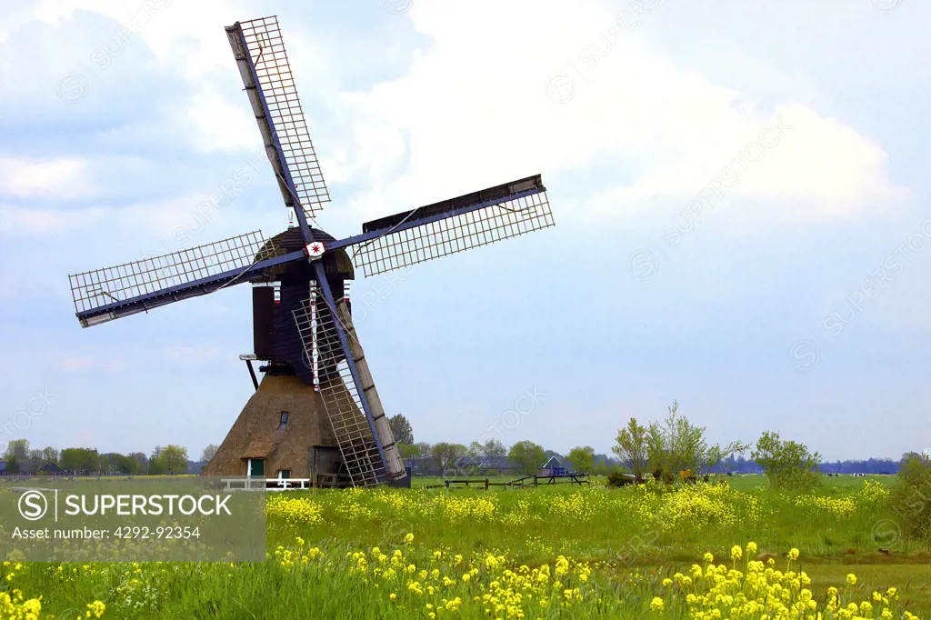 Europe, Netherlands, Oud Alblas area, windmill