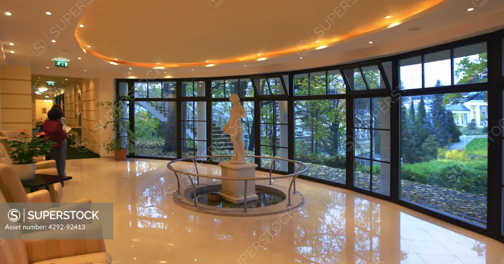 Czech Republic, Marianske Lazne. Spa Complex: interior of hotel lobby