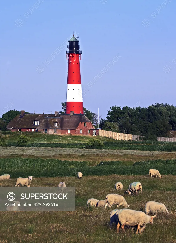 Germany, Schleswig-Holstein, Nordfriesland. Lighthouse of Pellworm island