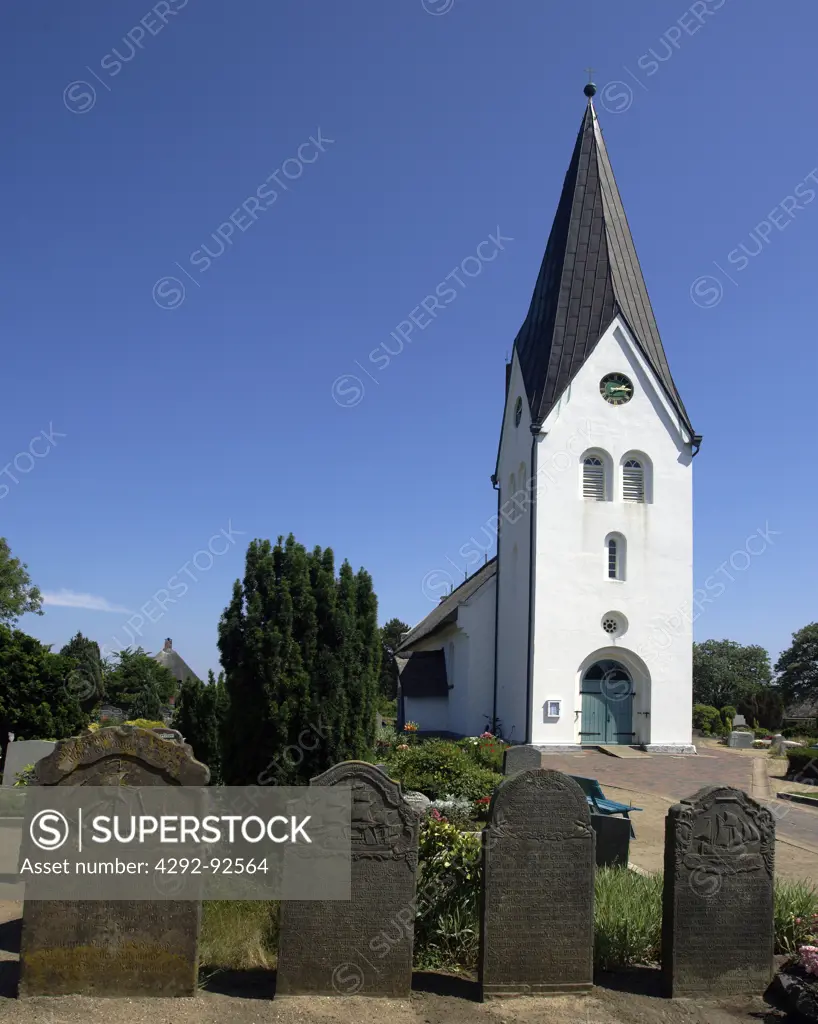 Germany, Schleswig-Holstein, Amrum island, Nebel village. St. Clemens church