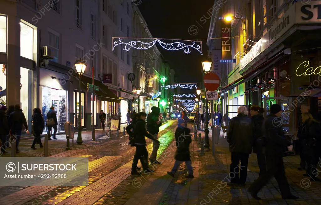 Belgium, Liege, stree during Christmas time