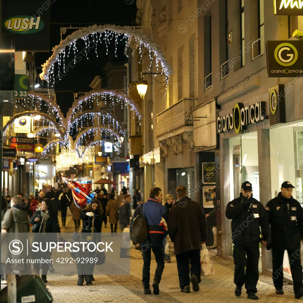 Belgium, Liege, stree during Christmas time