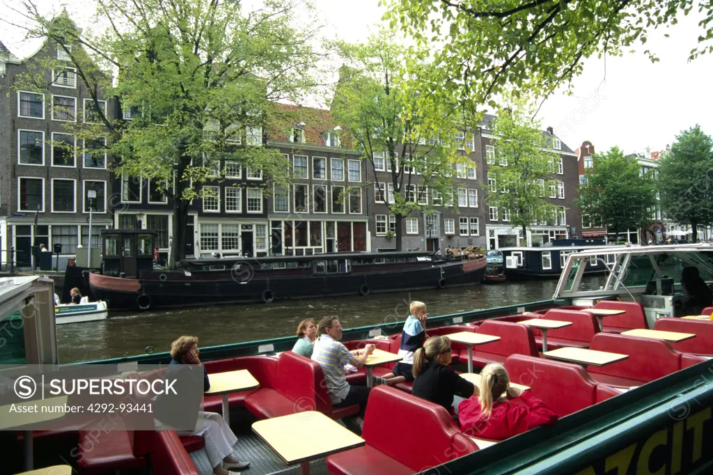 Netherlands, Amsterdam, Tourist Boat,canal