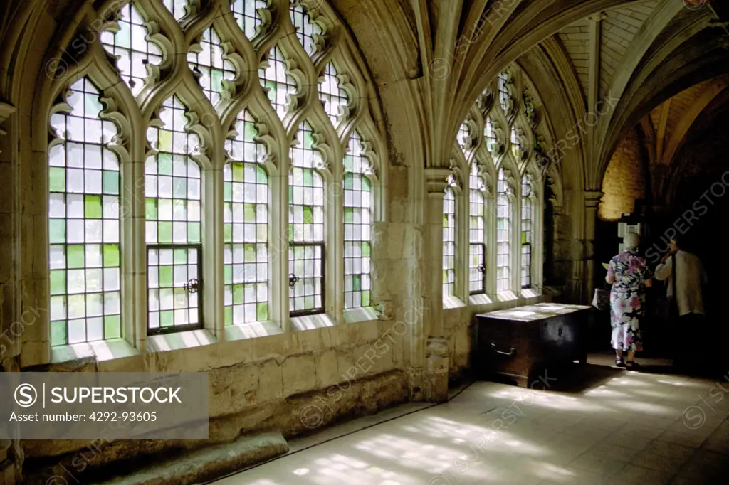 England, London, Sant Bartholomew The Great, Church, Cloister Windows.