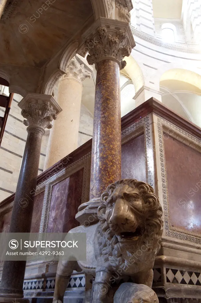 Italy, Tuscany, Pisa, Baptistery, Detail Pulpit, Nicola Pisano Artist