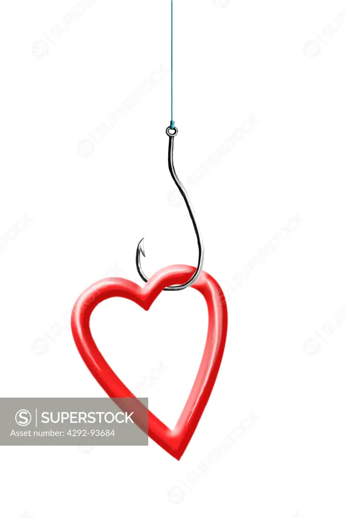 Heart Shape on Fishing Hook.