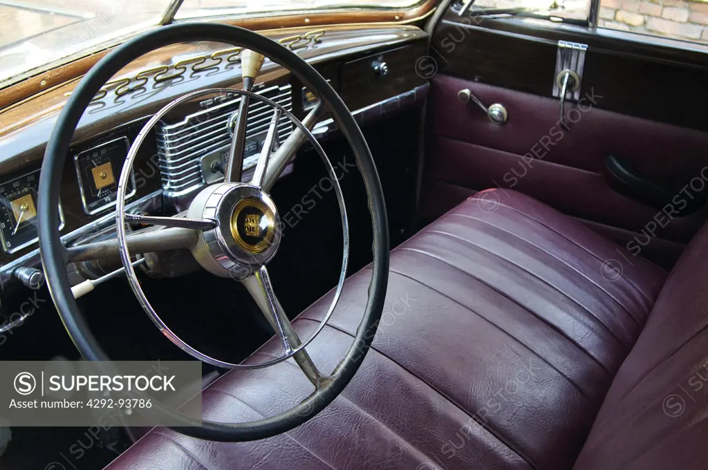 Close up of Steering Wheel of Antique Car
