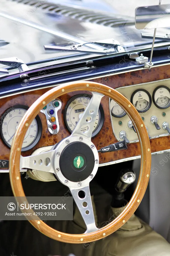 Close up of Steering Wheel of Antique Car
