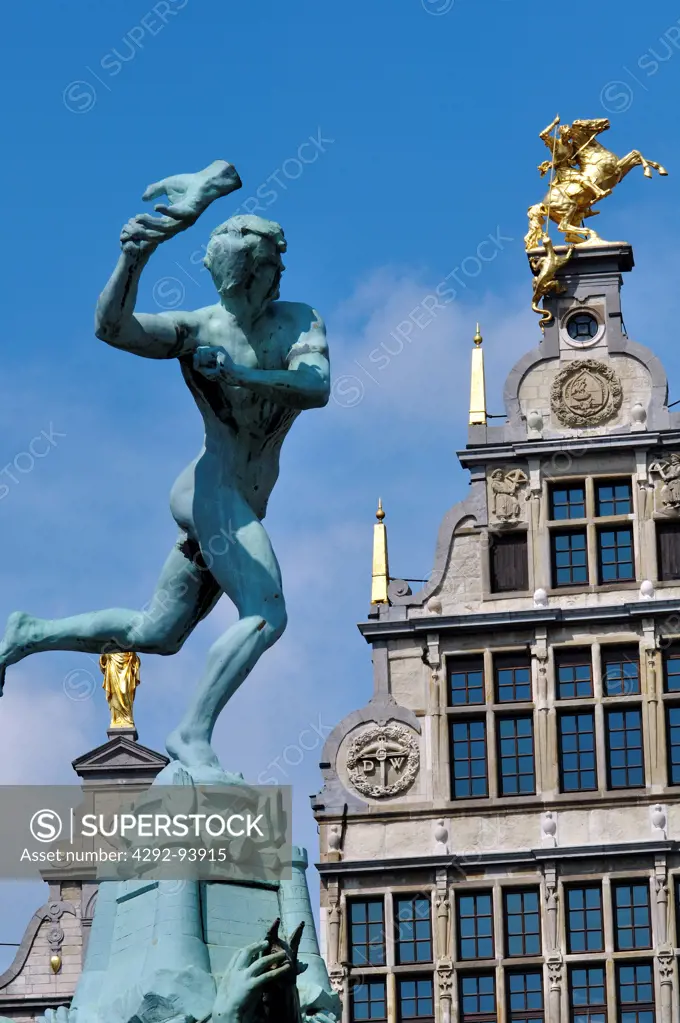 Belgium, Flanders, Antwerp, Grote Markt, Brabo fountain