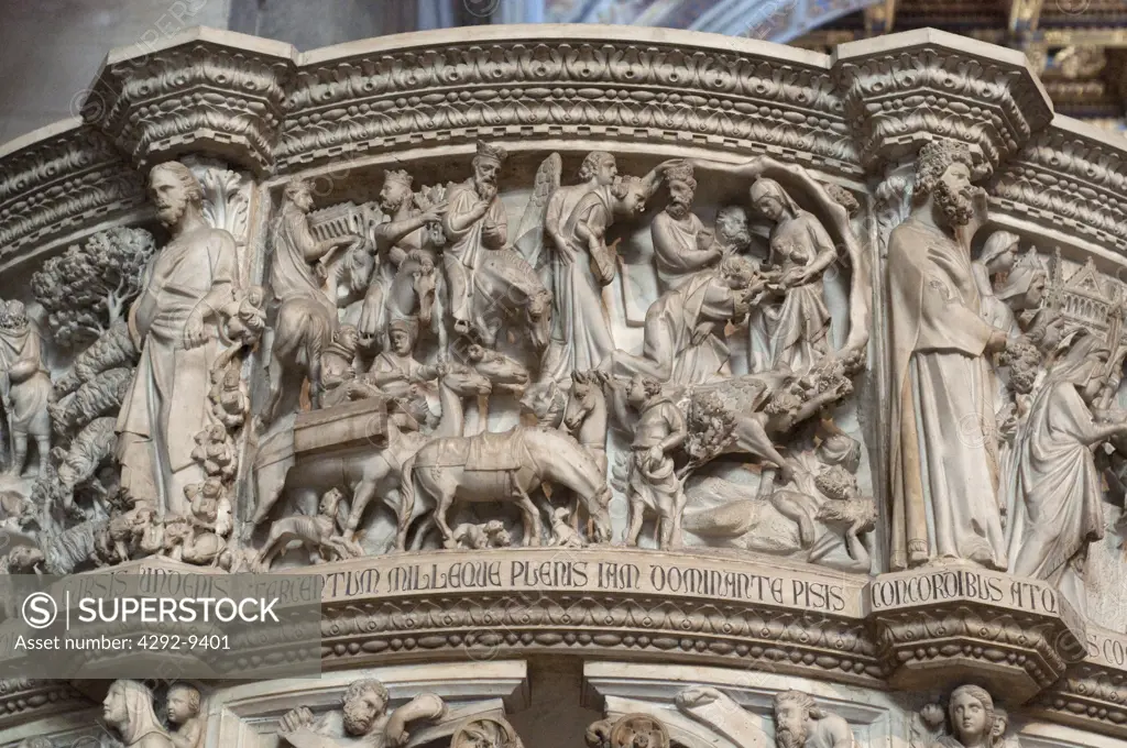 Italy, Tuscany, Pisa, Duomo di Santa Maria Assunta Cathedral, Pulpit Giovanni Pisano Artist