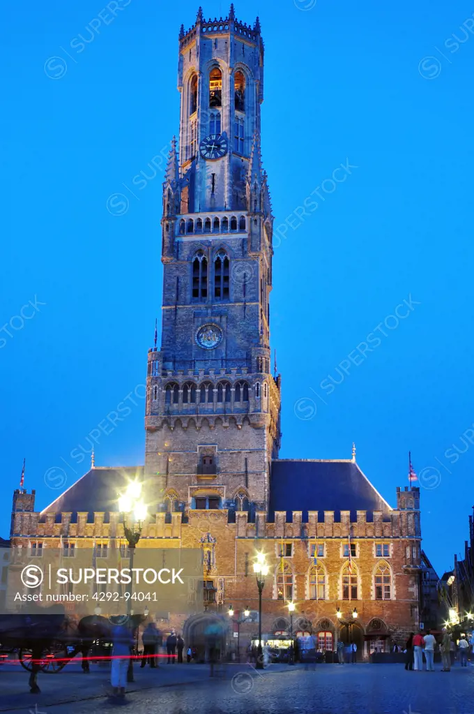Belgium, Flanders, Bruges, Market Square, Belfort Tower