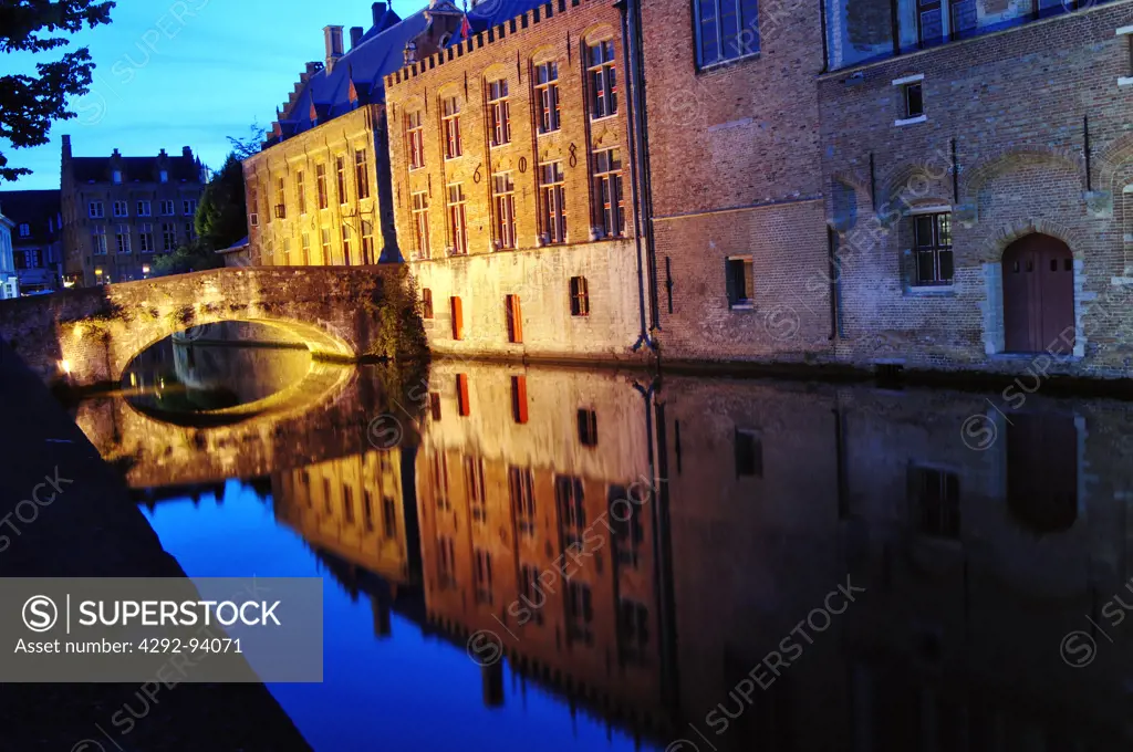Belgium, Flanders, Bruges, Canal