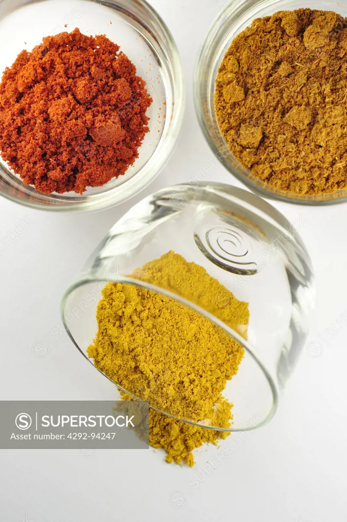 Variety of Spices, Curry, Paprika, Coriander