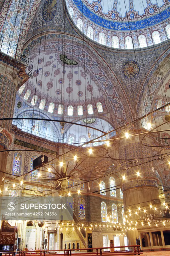 Turkey, Istanbul, Sultan Ahmet Camii, Blue Mosque, Interior