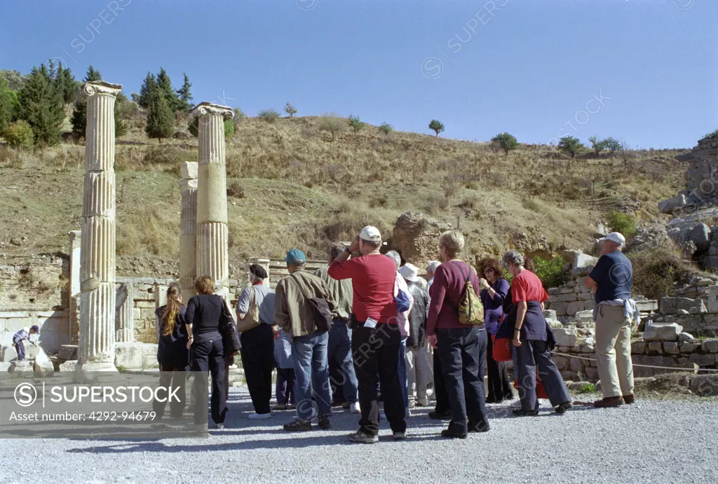 Turkey, Kusadasi, Ephesus, Historic Roman ruins, Tourist