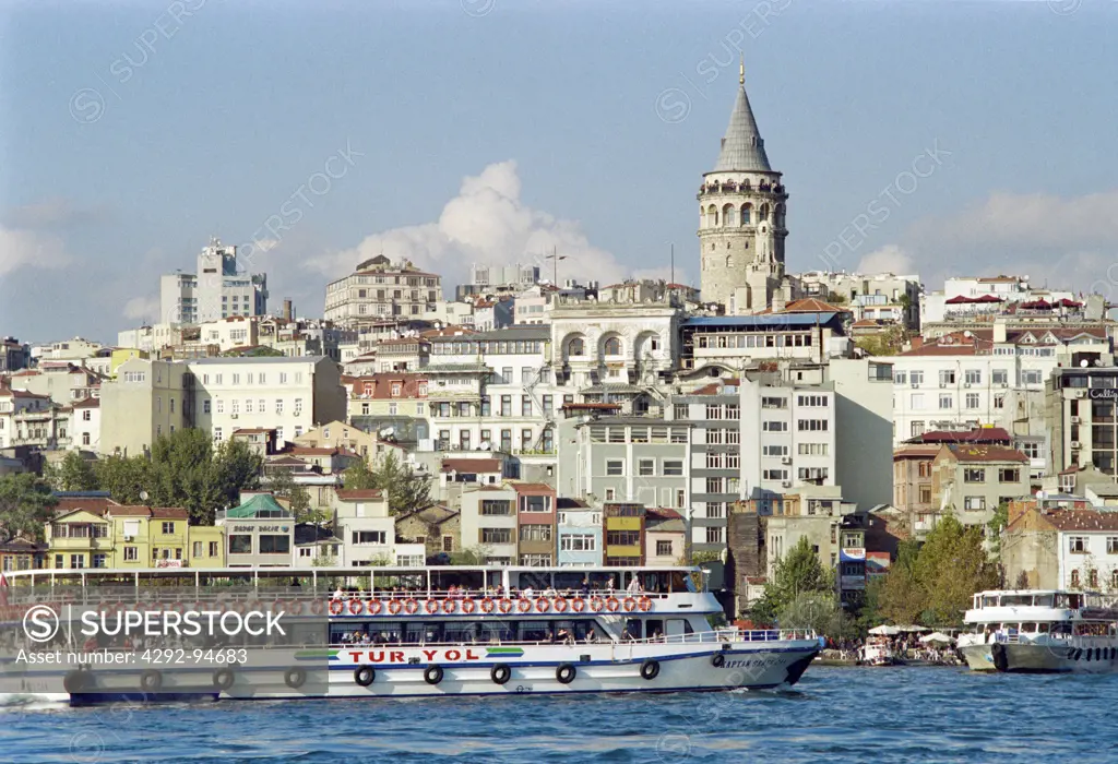 Turkey, Istanbul, Bosphorus and the Galata tower