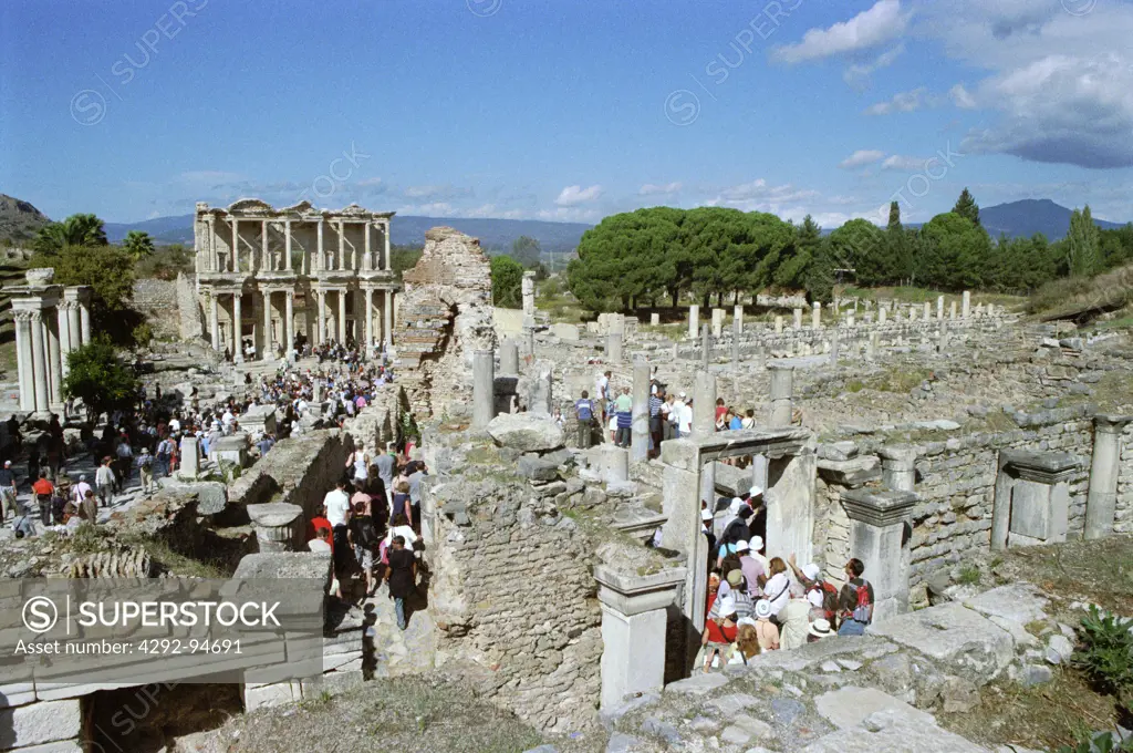 Turkey, Kusadasi,  Ephesus, Historic Roman ruins, Tourists