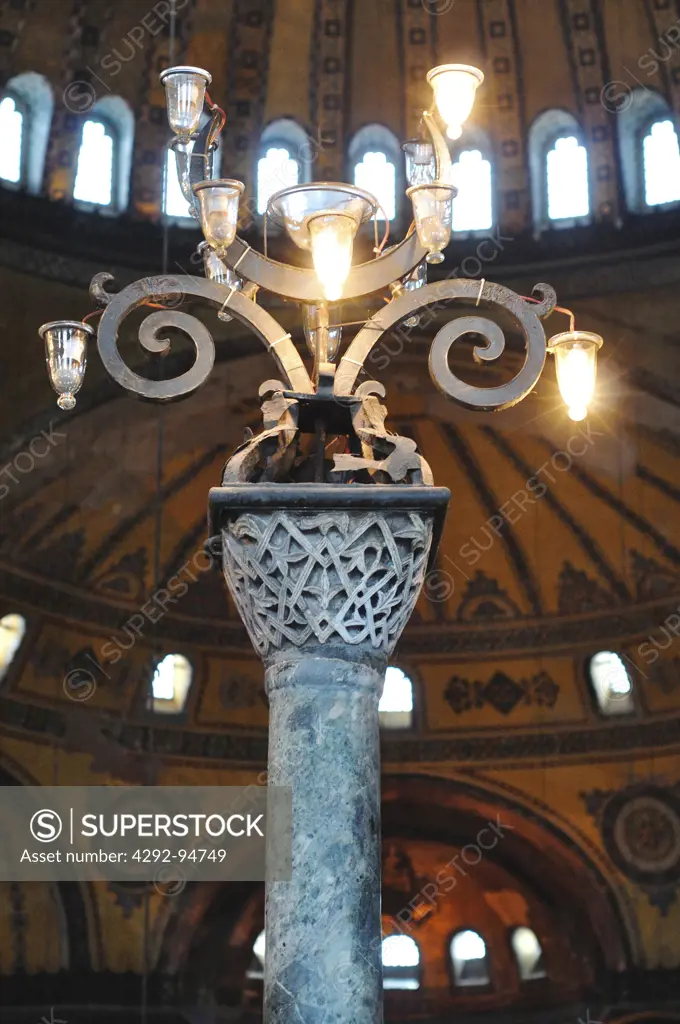 Turkey, Istanbul, interiors of Aya Sofya, Column Capital