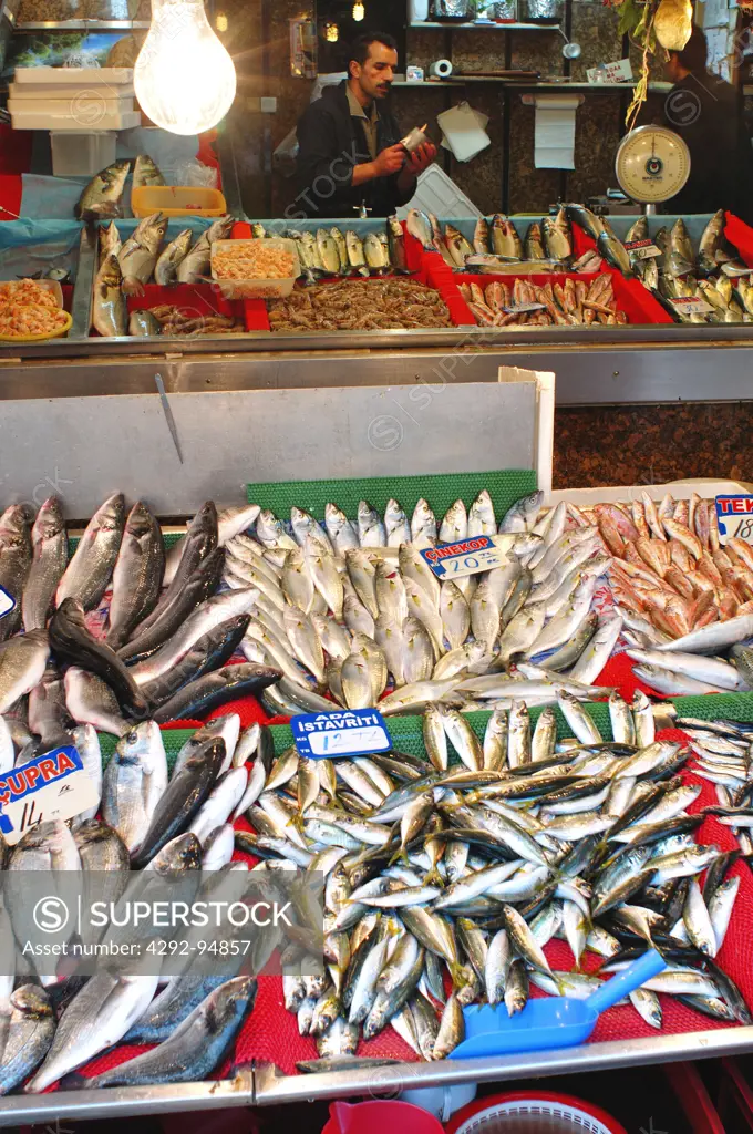Turkey, Istanbul, Market, Fishs Stall