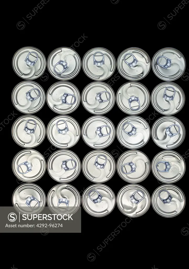 Overhead view of cans