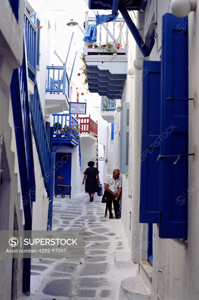 Greece, Cyclades, Mykonos, street