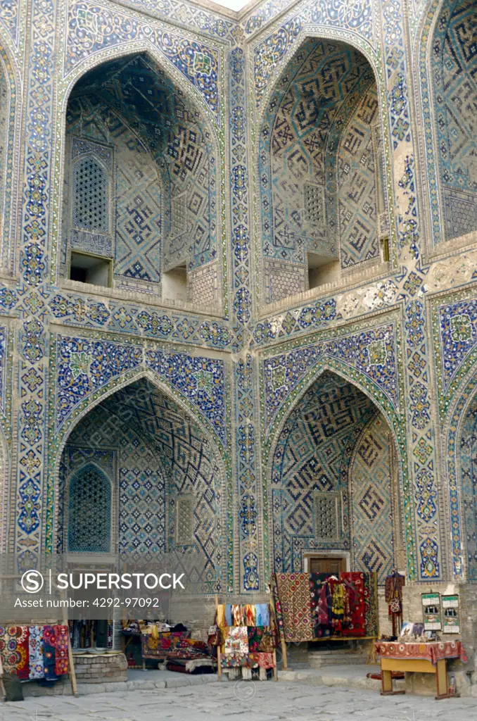 Uzbekistan, Samarkand, Madrasa (Koranic school), inner courtyard