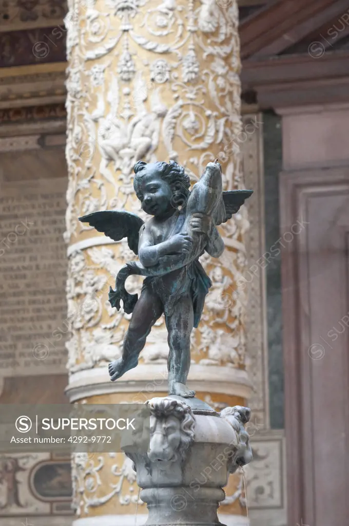 Italy, Tuscany, Florence, Palazzo Vecchio, Courtyard, Statue Detail Fountain
