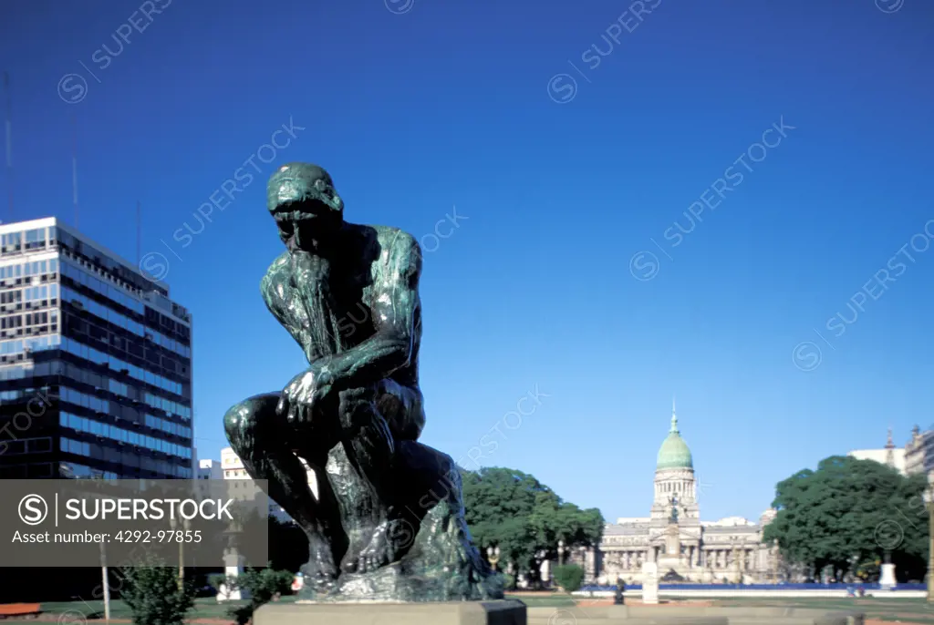 Argentina, Buenos Aires, The thinker of Rodin in front of National congress building