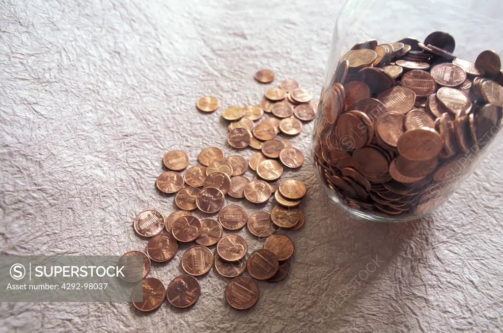 Saving pennies in a jam jar