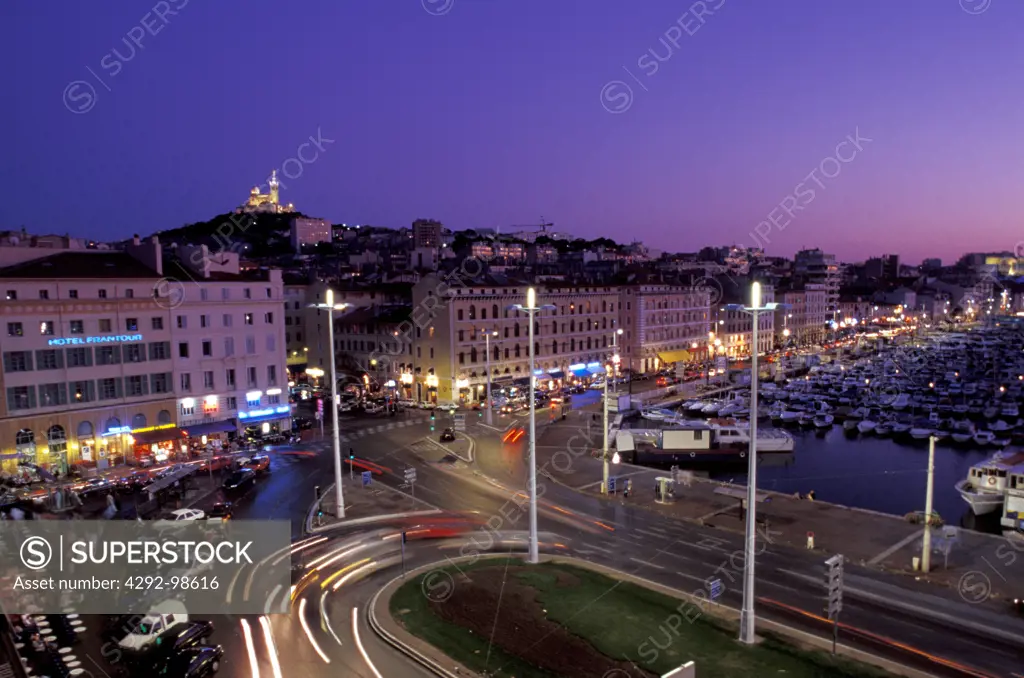 France, Provence, Marseilles night view