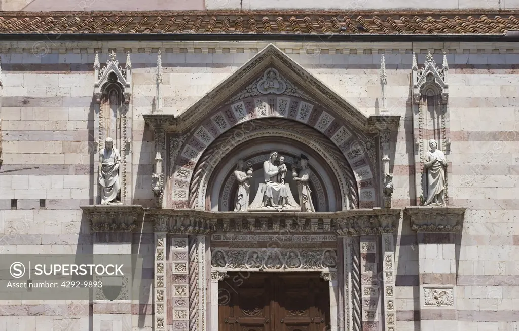 Italy, Tuscany, Grosseto, Cathedral, Detail Facade