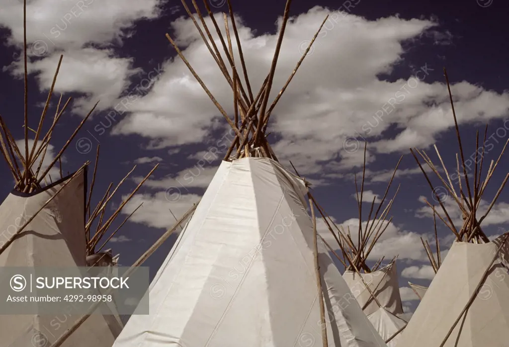 Tepees tents, north american indians, Oregon, USA