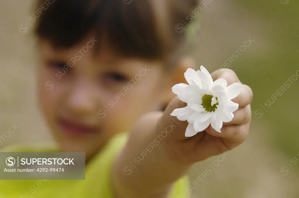 Girl holding wildflower