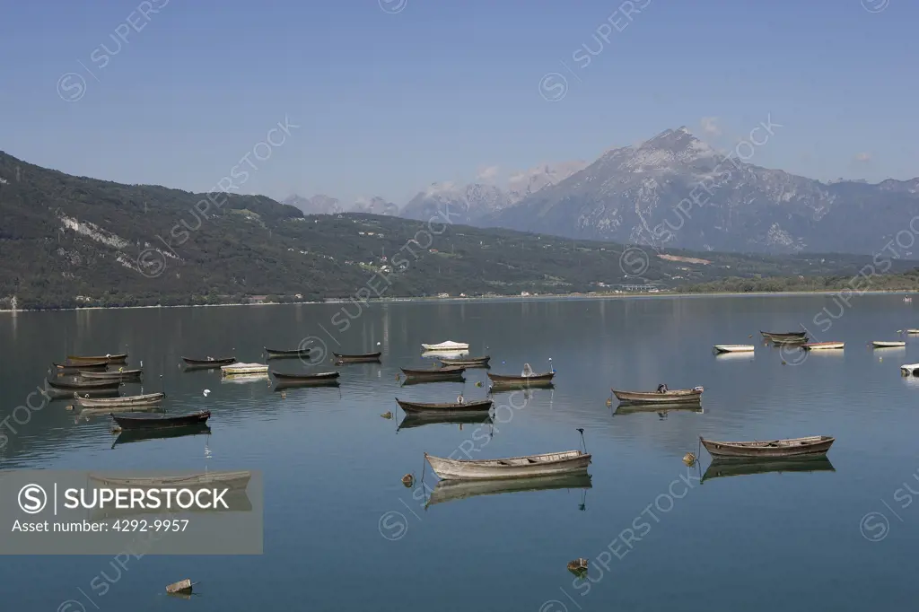 Italy, Veneto, Santa Croce Lake, Boat