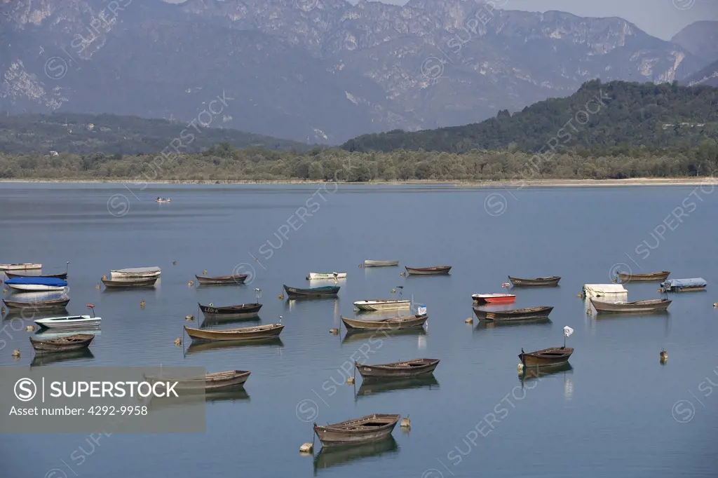 Italy, Veneto, Santa Croce Lake, Boat