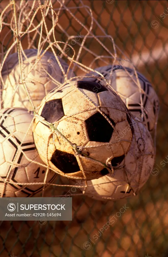Close Up Of Football In Net