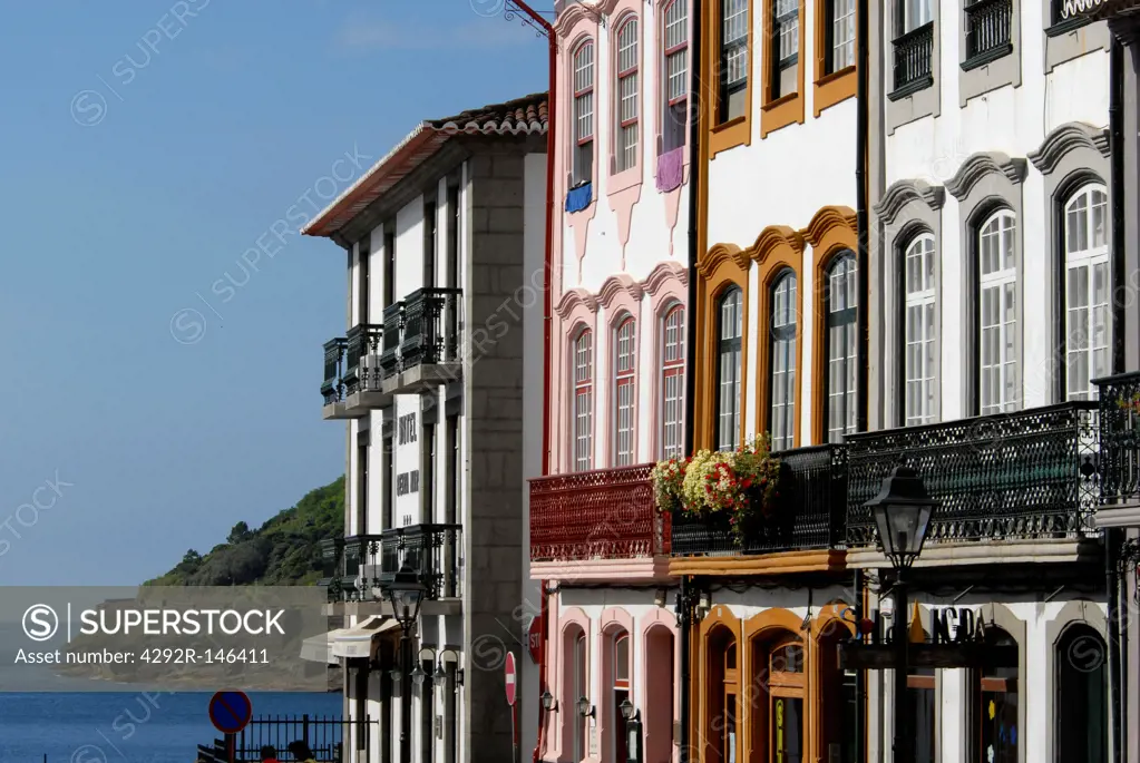Portugal, Azores, Terceira Island, Angra do Heroismo, coloured houses