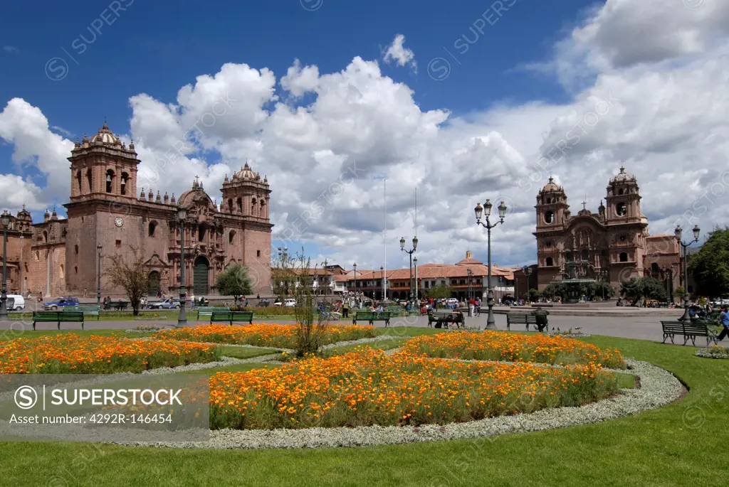 Peru, Cuzco, Plaza de Armas, the cathedral