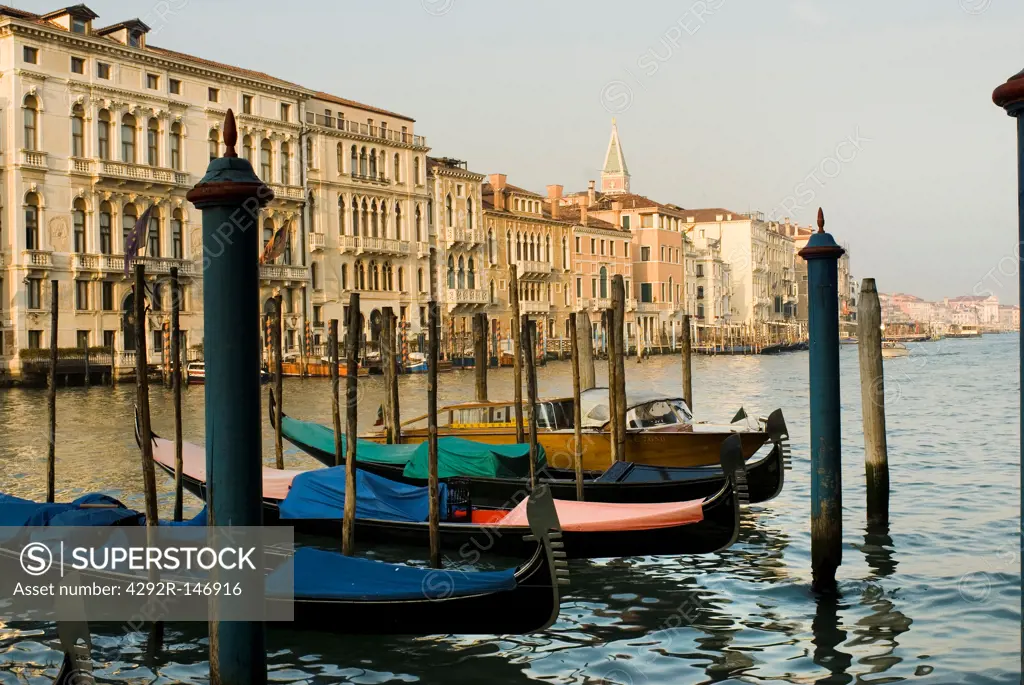 Italy, Veneto, Venice, Canal Grande. Gondolas