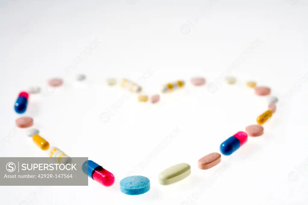 Assorted Pills, Heart Shape.