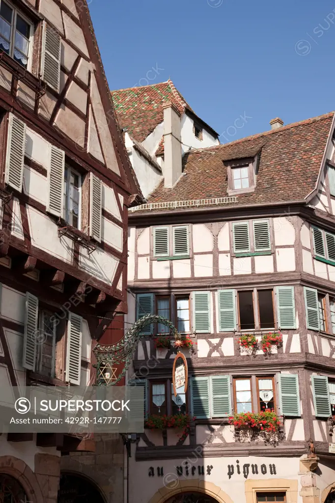 France, Alsace, Haut Rhin, Colmar, half-timbered houses